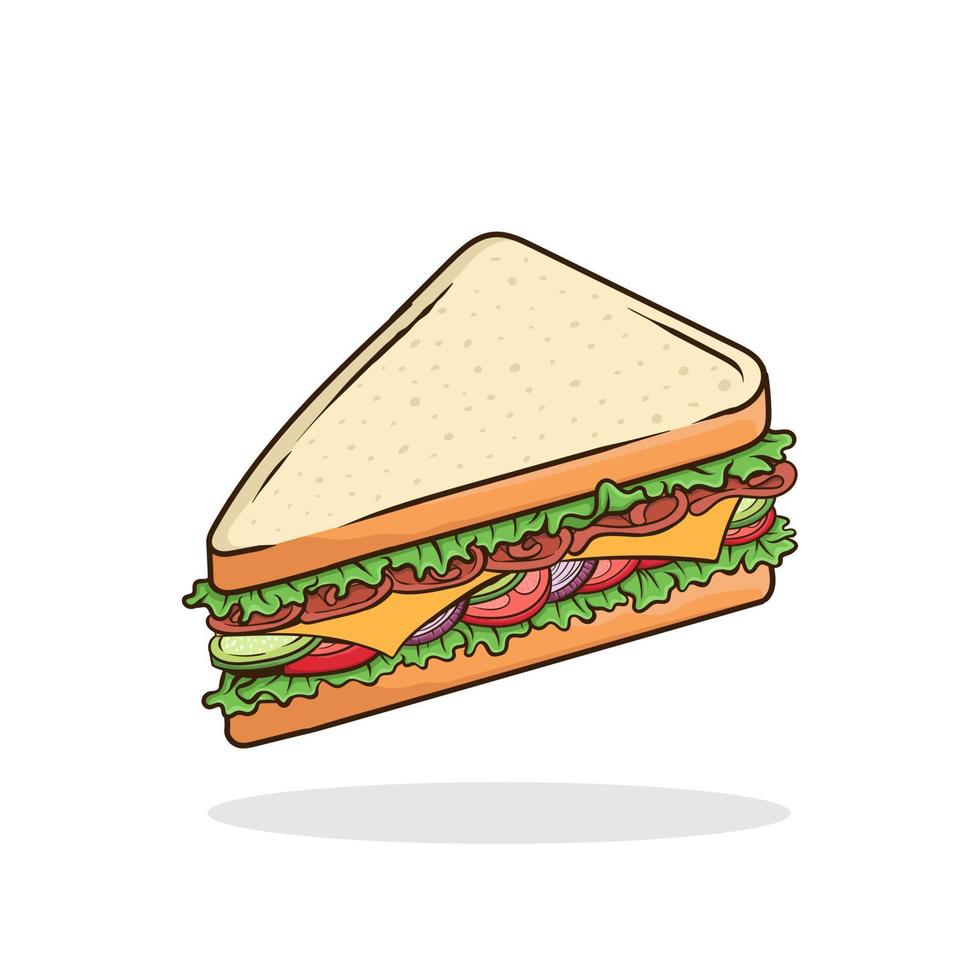 smörgås. vektor isolerad platt illustration snabbmat för affisch, menyer, broschyr, webb och ikon snabbmat. skräpmat