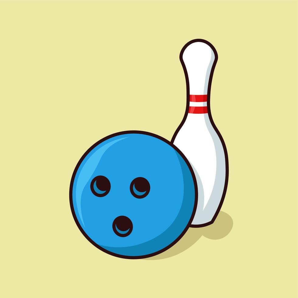 Bowling-Kugel und Pin-Cartoon-Vektor-Illustration vektor