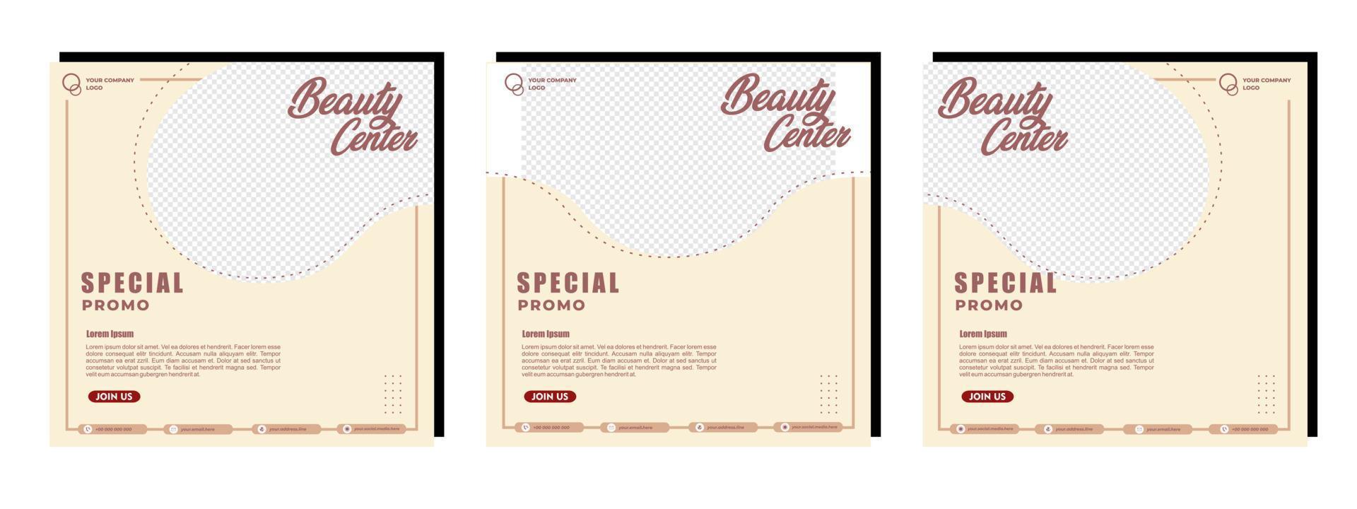 Vector Spa Beauty Center Social Media Beiträge Vorlage modernes Design, für digitales Online-Marketing