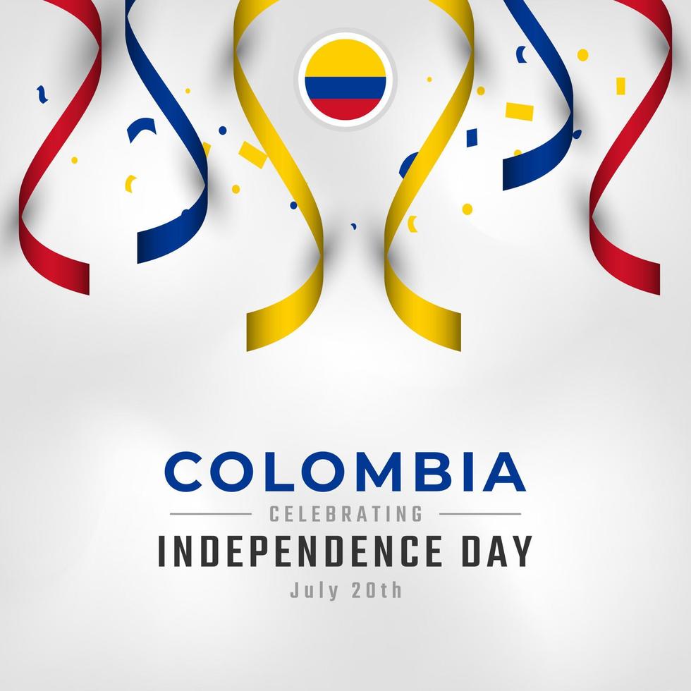 glad colombia självständighetsdag 20 juli firande vektor designillustration. mall för affisch, banner, reklam, gratulationskort eller print designelement