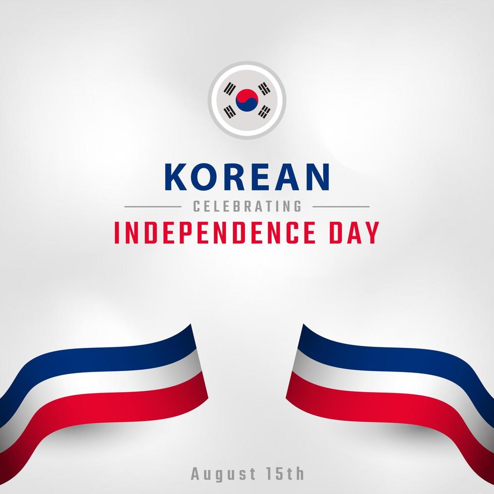 glad Sydkoreas självständighetsdag 15 augusti firande vektordesignillustration. mall för affisch, banner, reklam, gratulationskort eller print designelement vektor