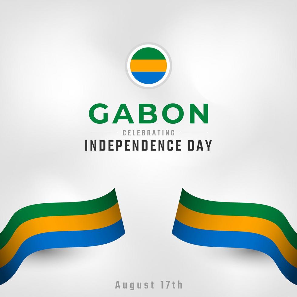 glad gabon självständighetsdag 17 augusti firande vektor designillustration. mall för affisch, banner, reklam, gratulationskort eller print designelement