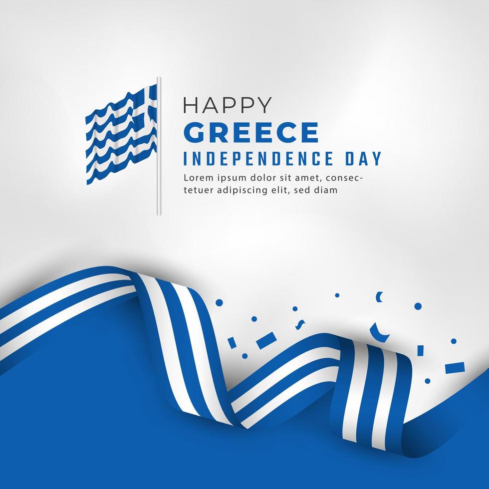 glad greklands självständighetsdag 25 mars firande vektor designillustration. mall för affisch, banner, reklam, gratulationskort eller print designelement