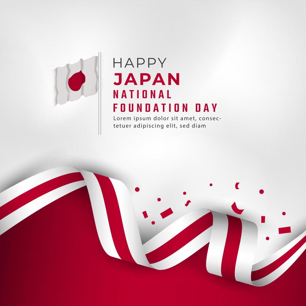 Happy Japan National Foundation Day 11. Februar Feier Vector Design Illustration. vorlage für poster, banner, werbung, grußkarte oder druckgestaltungselement