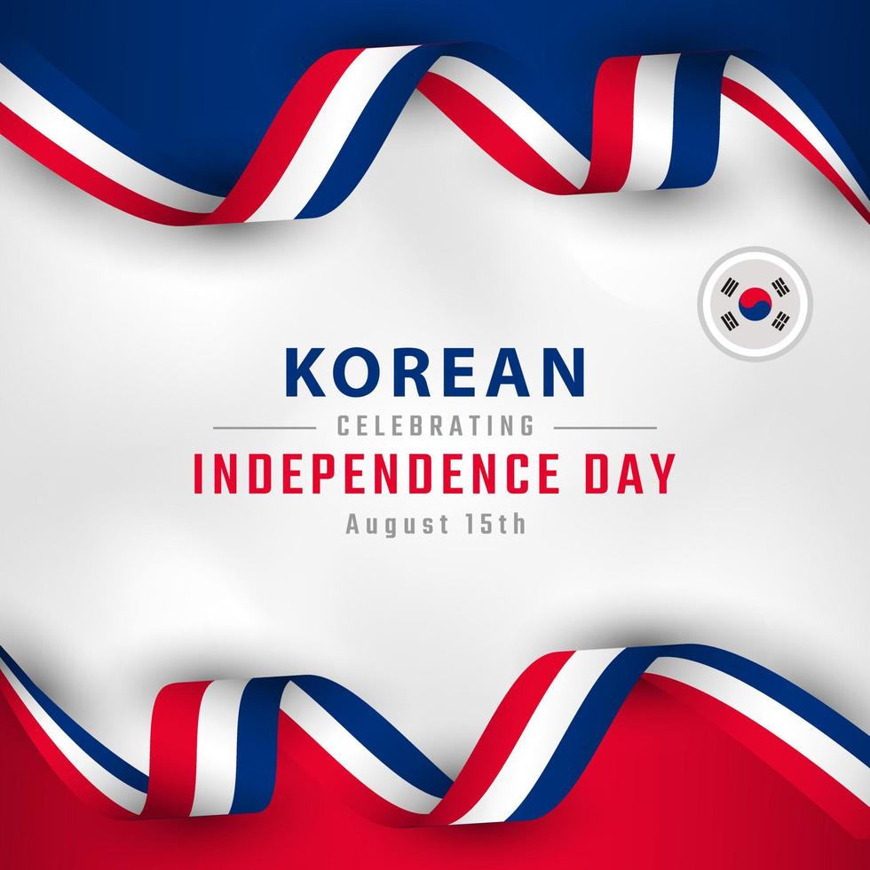 glad Sydkoreas självständighetsdag 15 augusti firande vektordesignillustration. mall för affisch, banner, reklam, gratulationskort eller print designelement vektor