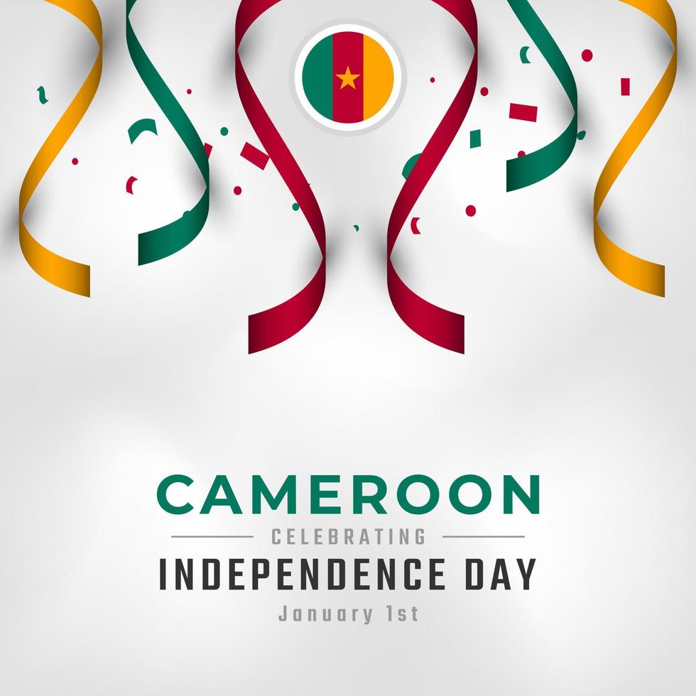 glad Kameruns självständighetsdag 1 januari firande vektordesignillustration. mall för affisch, banner, reklam, gratulationskort eller print designelement vektor