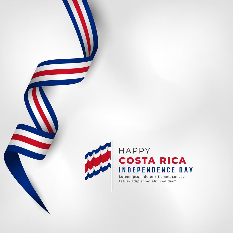 glad costa rica självständighetsdagen 15 september firande vektor designillustration. mall för affisch, banner, reklam, gratulationskort eller print designelement