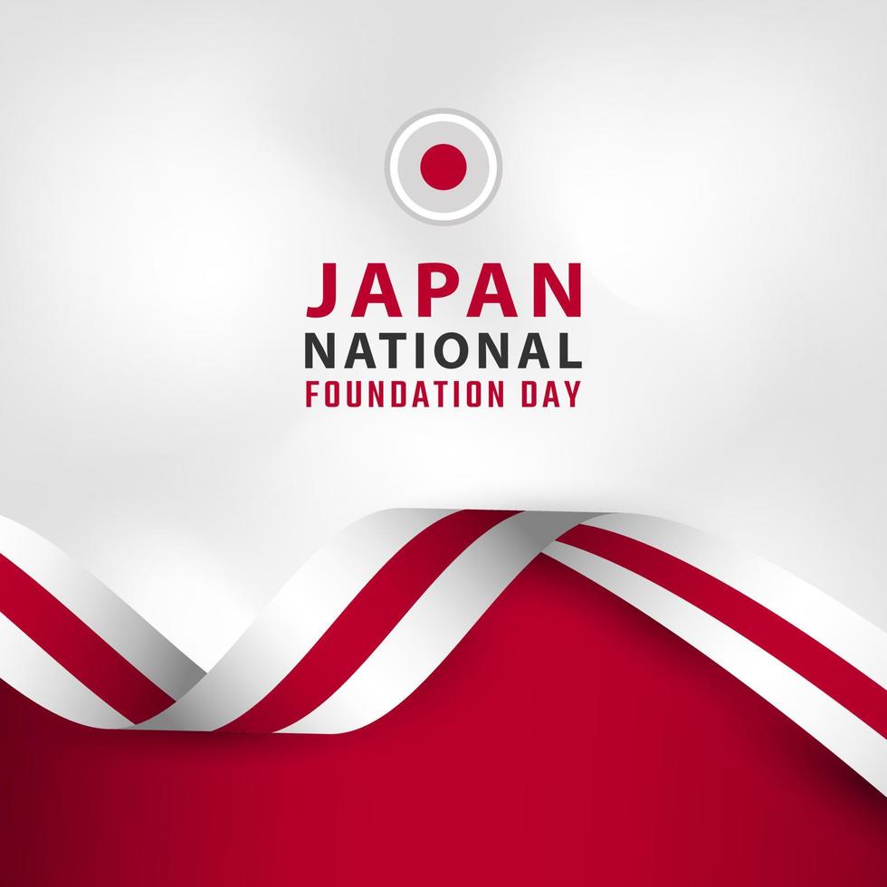 Happy Japan National Foundation Day 11. Februar Feier Vector Design Illustration. vorlage für poster, banner, werbung, grußkarte oder druckgestaltungselement