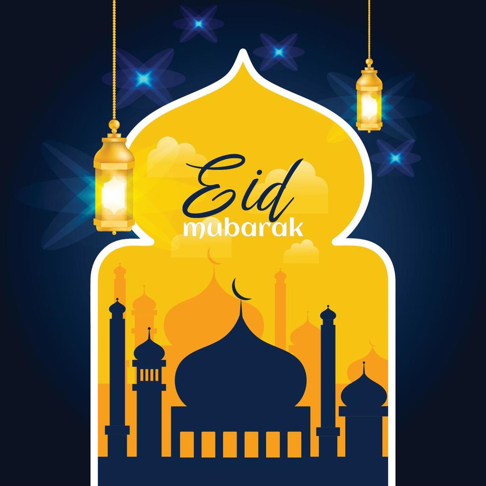 eid mubarak islamisk bakgrund banner moské mönster illustration vektor