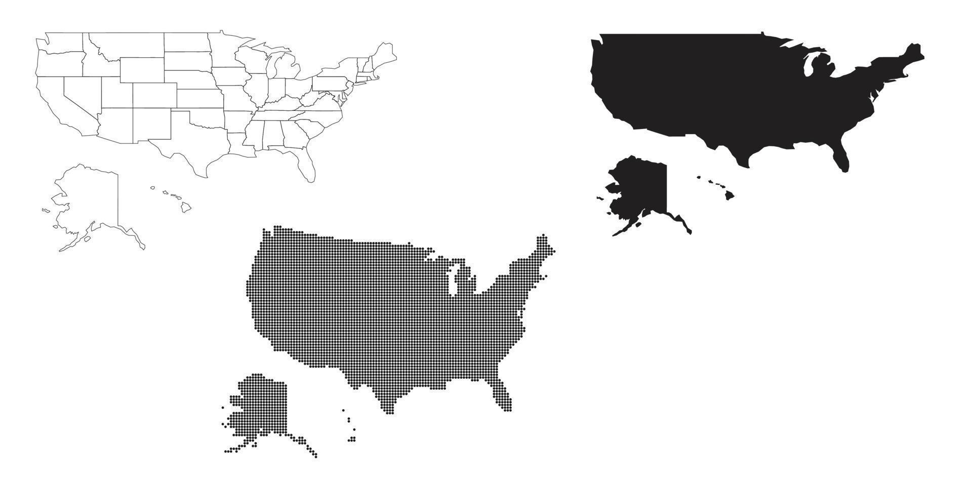 US-Karte isoliert auf weißem Hintergrund. vektor