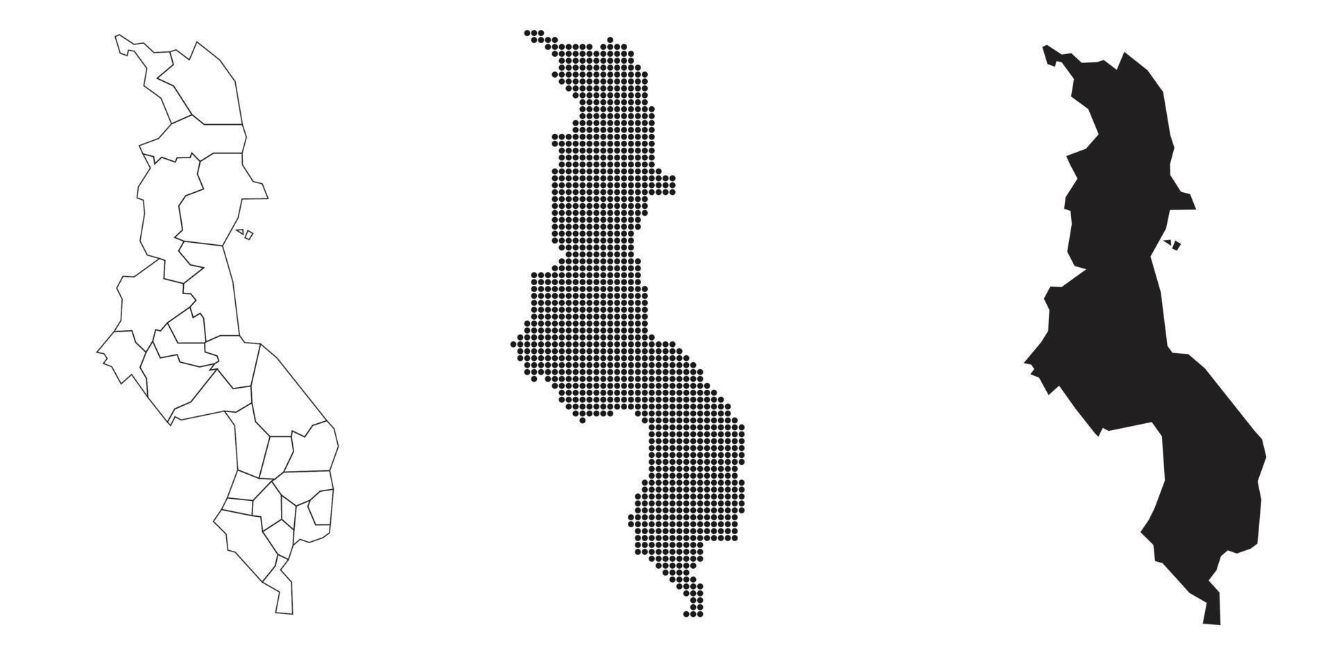 malawi karta isolerad på en vit bakgrund. vektor