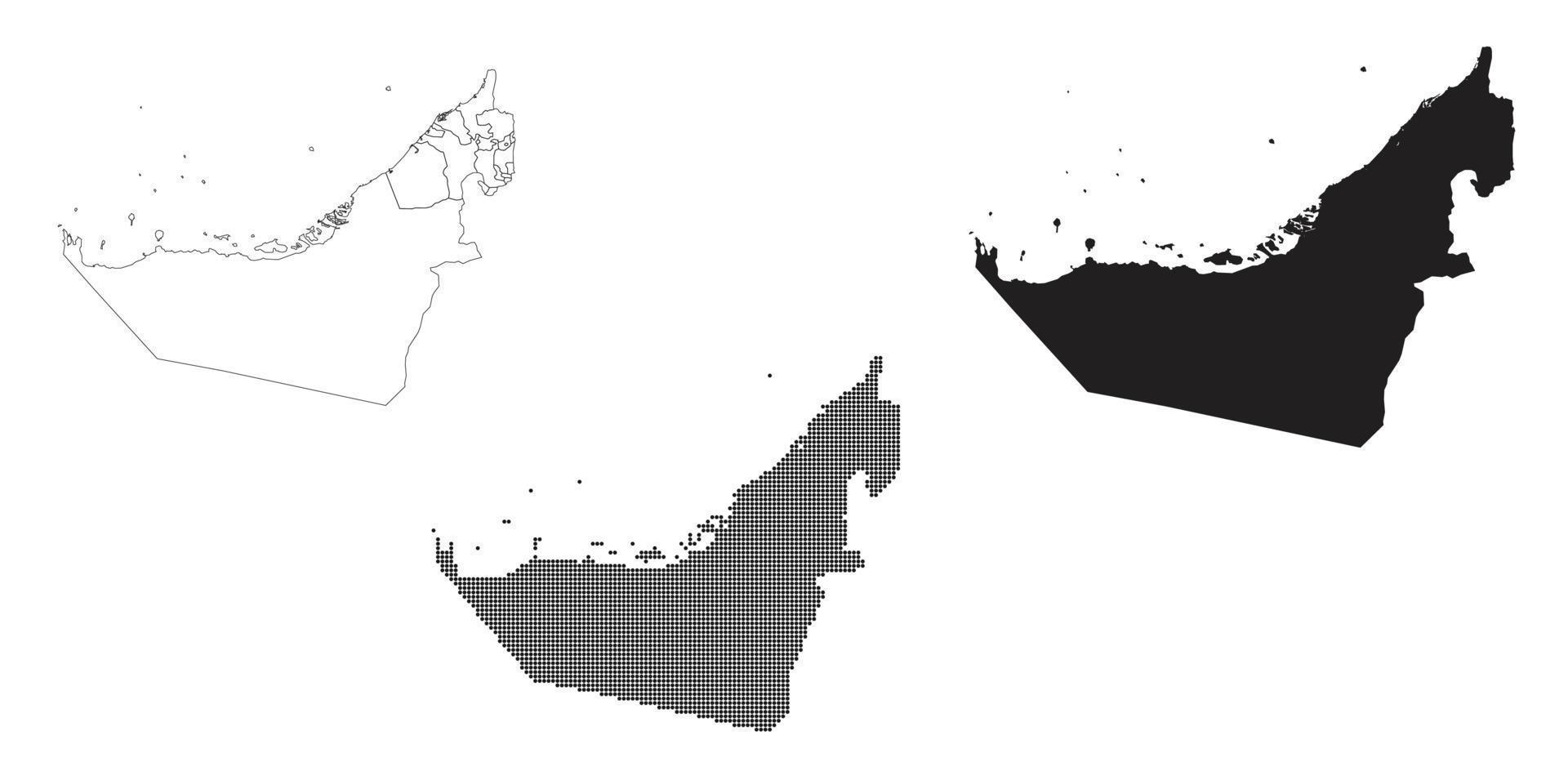 Karte der Vereinigten Arabischen Emirate isoliert auf weißem Hintergrund. vektor