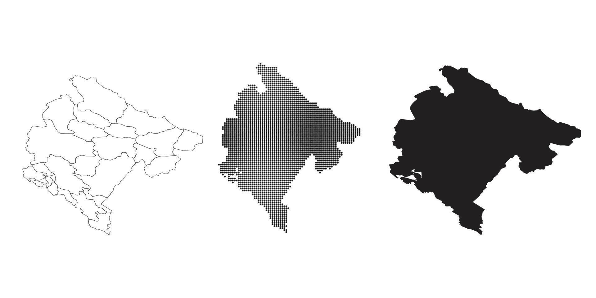 Montenegro-Karte isoliert auf weißem Hintergrund. vektor