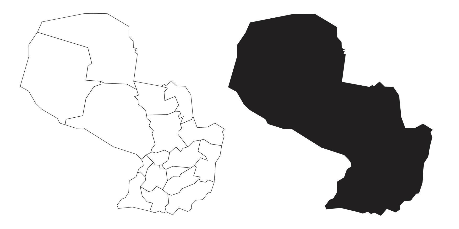 Paraguay-Karte isoliert auf weißem Hintergrund. vektor