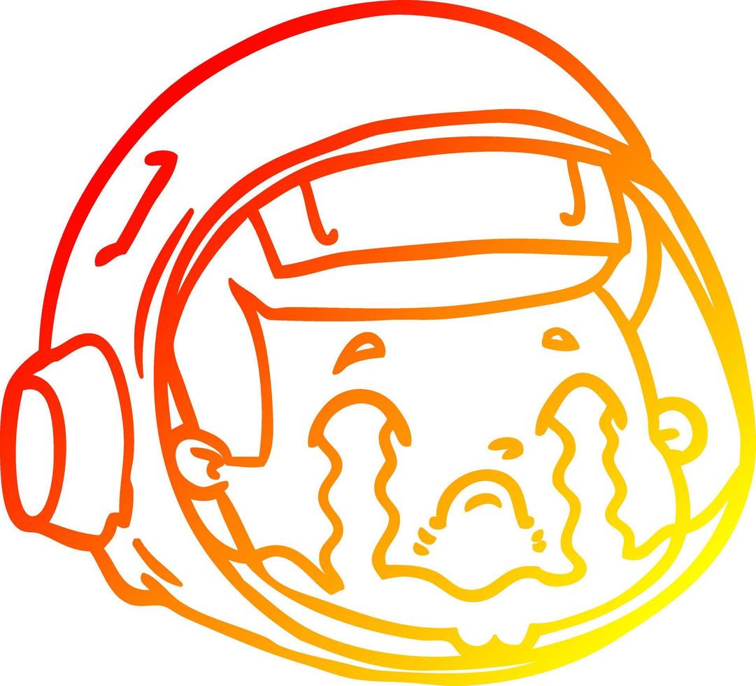 varm lutning linjeteckning tecknad astronaut ansikte gråter vektor