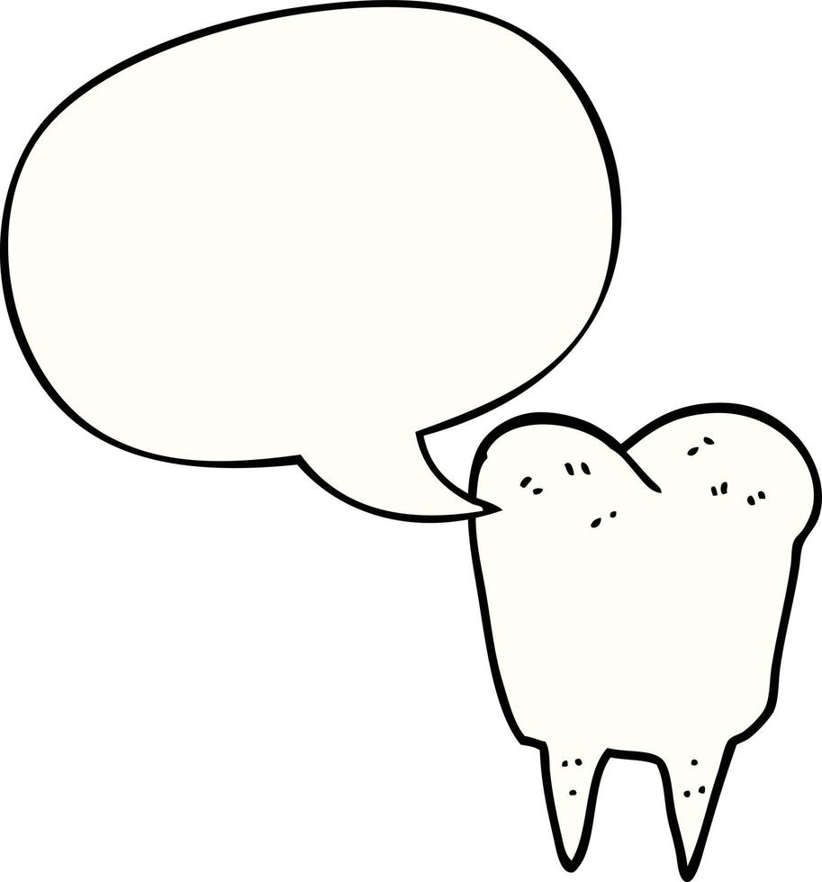 Cartoon-Zahn und Sprechblase vektor