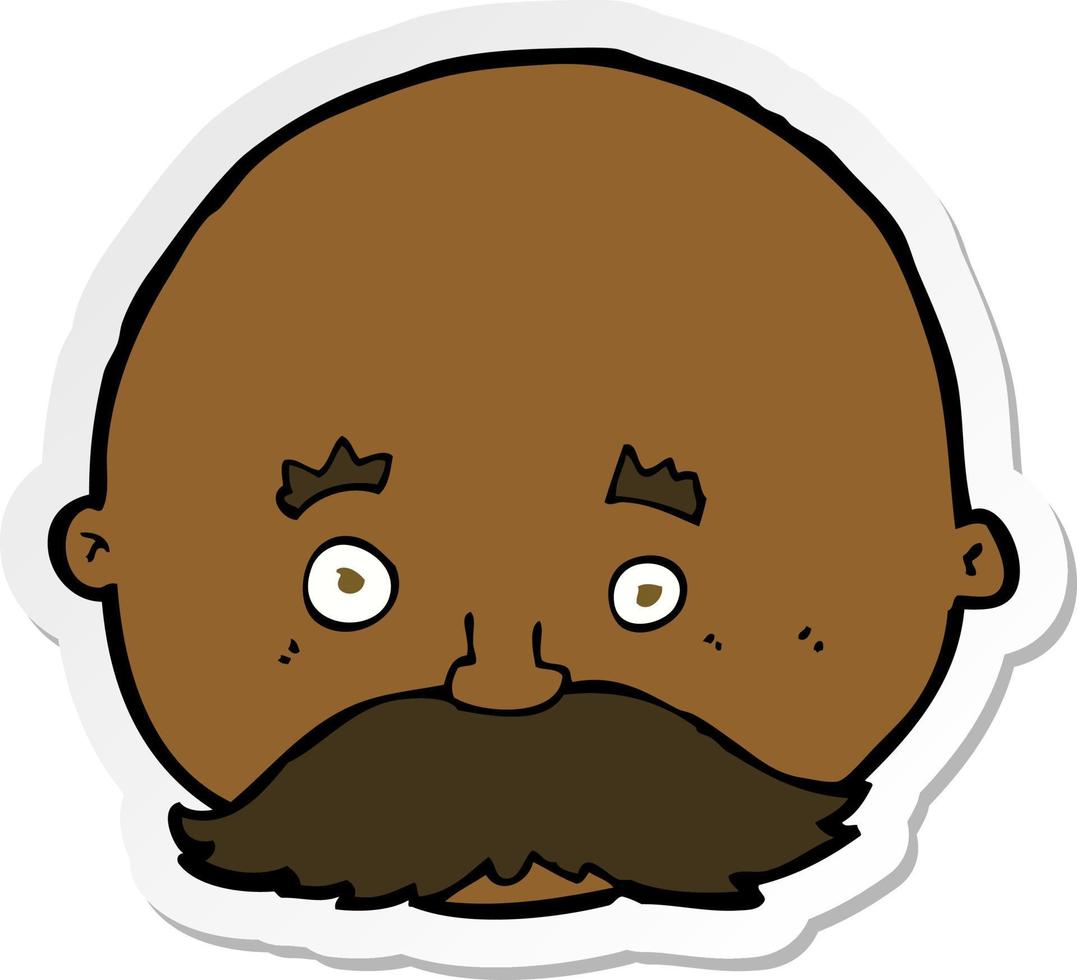 Aufkleber eines Cartoon-glatzköpfigen Mannes mit Schnurrbart vektor
