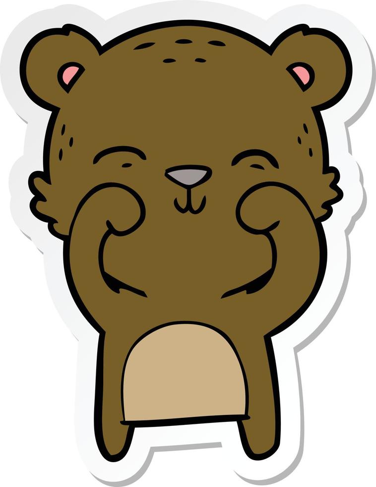 klistermärke av en glad tecknad björn vektor