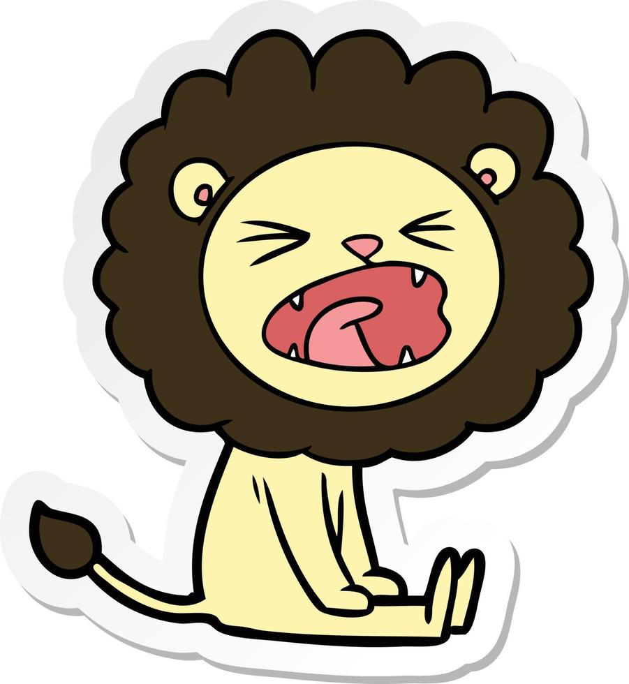 klistermärke av en tecknad arg lejon vektor