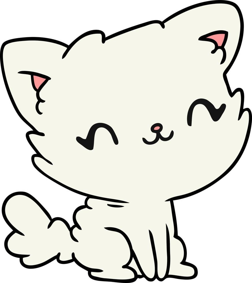 tecknad söt kawaii fluffig katt vektor