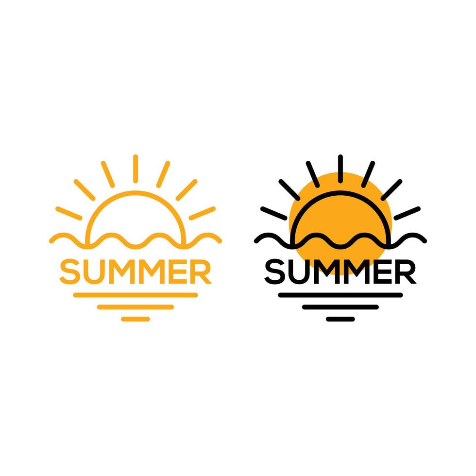 sommar med sol och vågor. vektor logotyp ikon mall