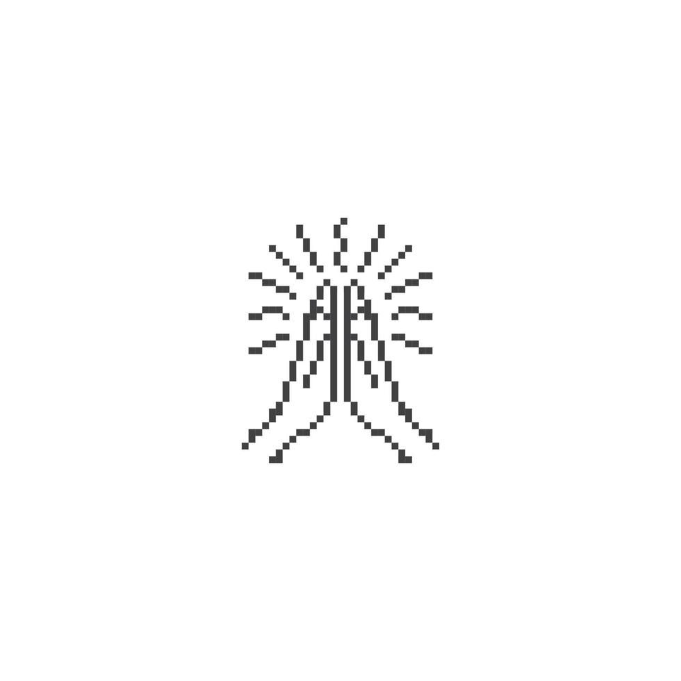 gefaltete Hand, beten. Pixel-Art-Linie Symbol-Vektor-Symbol-Illustration vektor