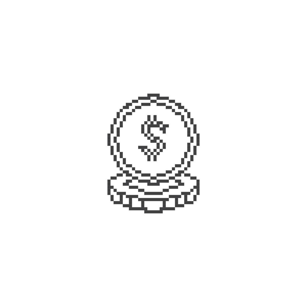 Dollar-Münzen. Pixel-Art-Linie Symbol-Vektor-Symbol-Illustration vektor