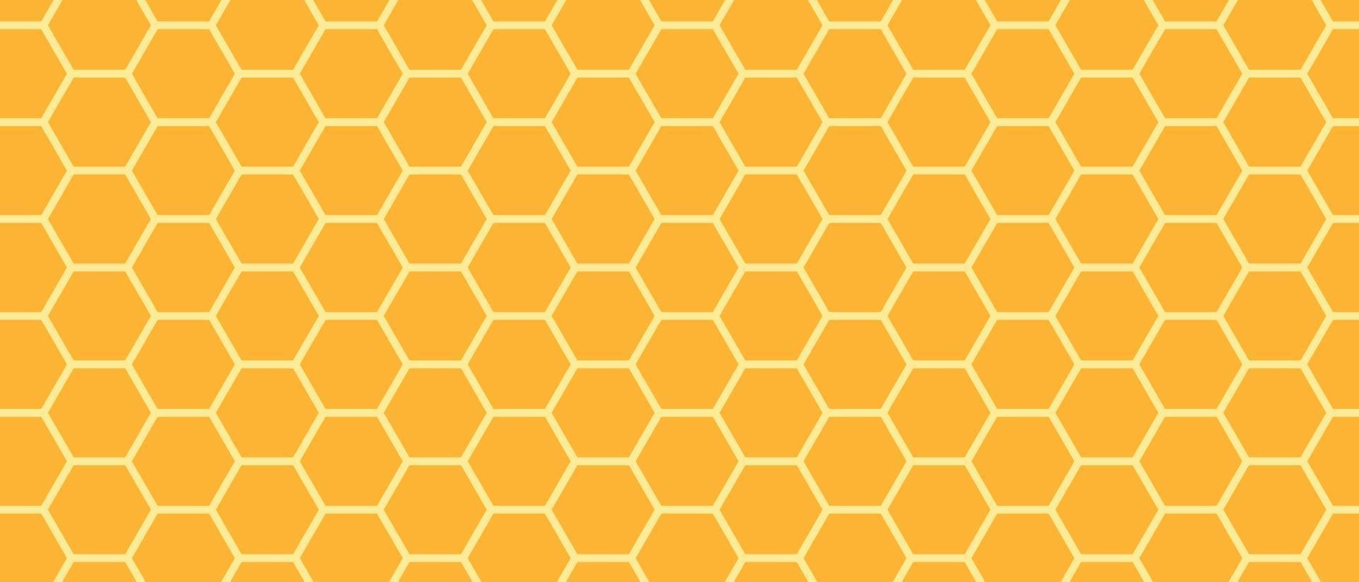 gyllene honungskamrasterstruktur och geometriska hexagonala bikakor. guld honung hexagonala celler sömlös konsistens. honeycombs ljus bakgrund. vektor illustration