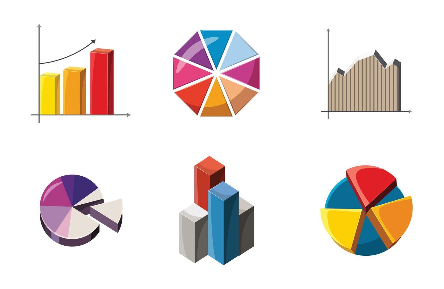 Diagramm-Icon-Set, Cartoon-Stil vektor