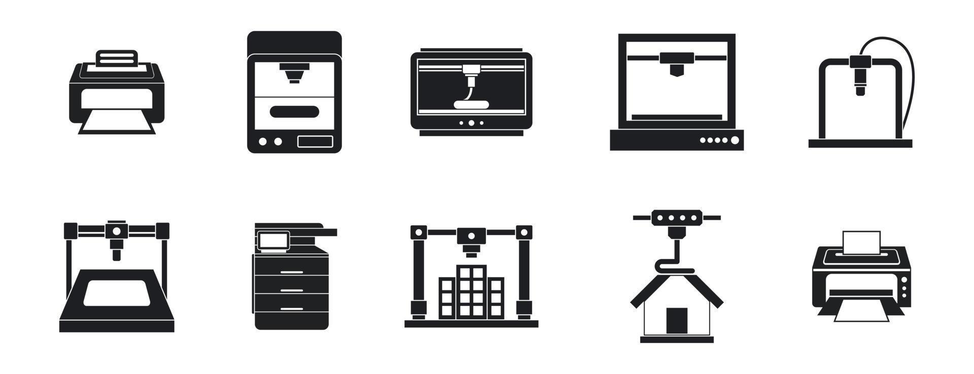 Drucker-Icon-Set, einfacher Stil vektor