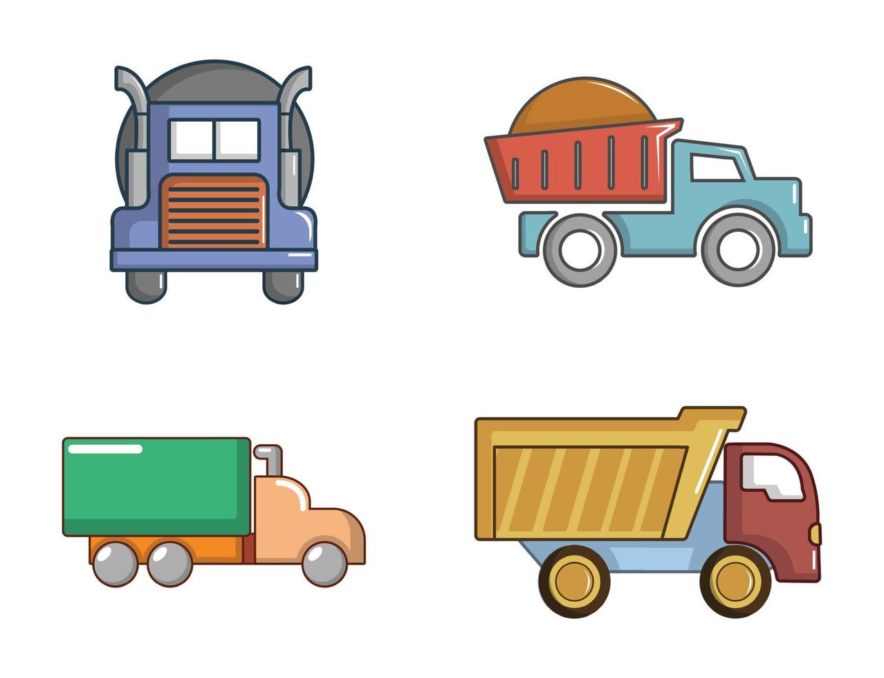 LKW-Icon-Set, Cartoon-Stil vektor