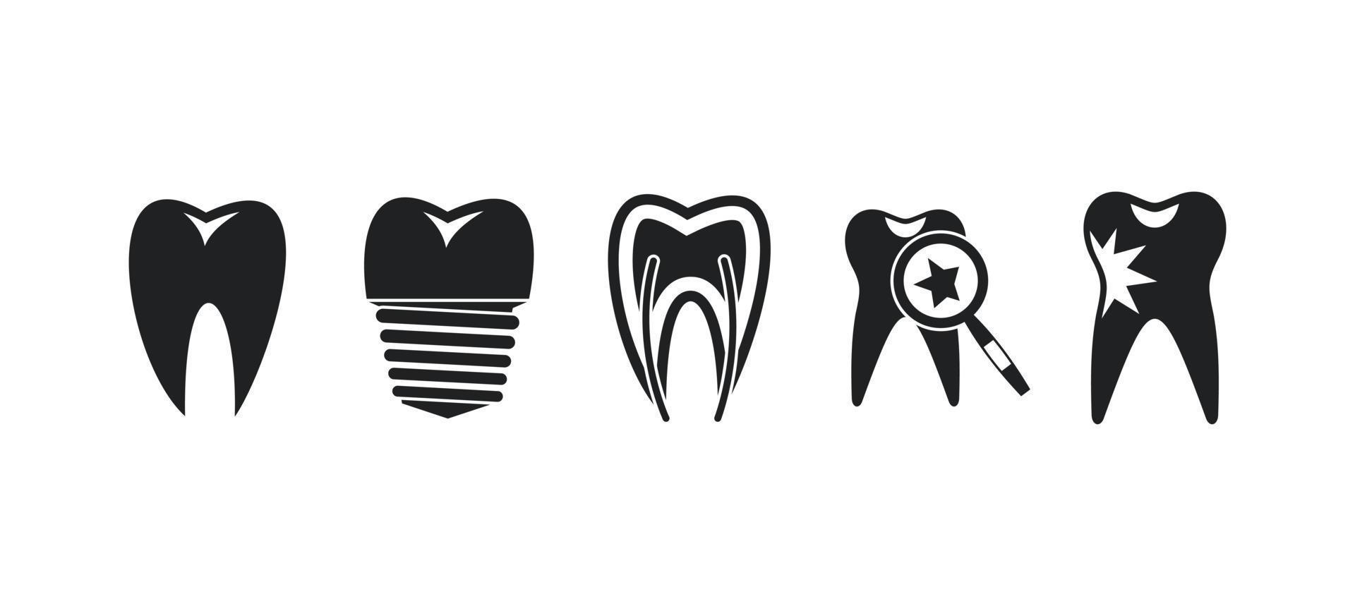 tand ikonuppsättning, enkel stil vektor