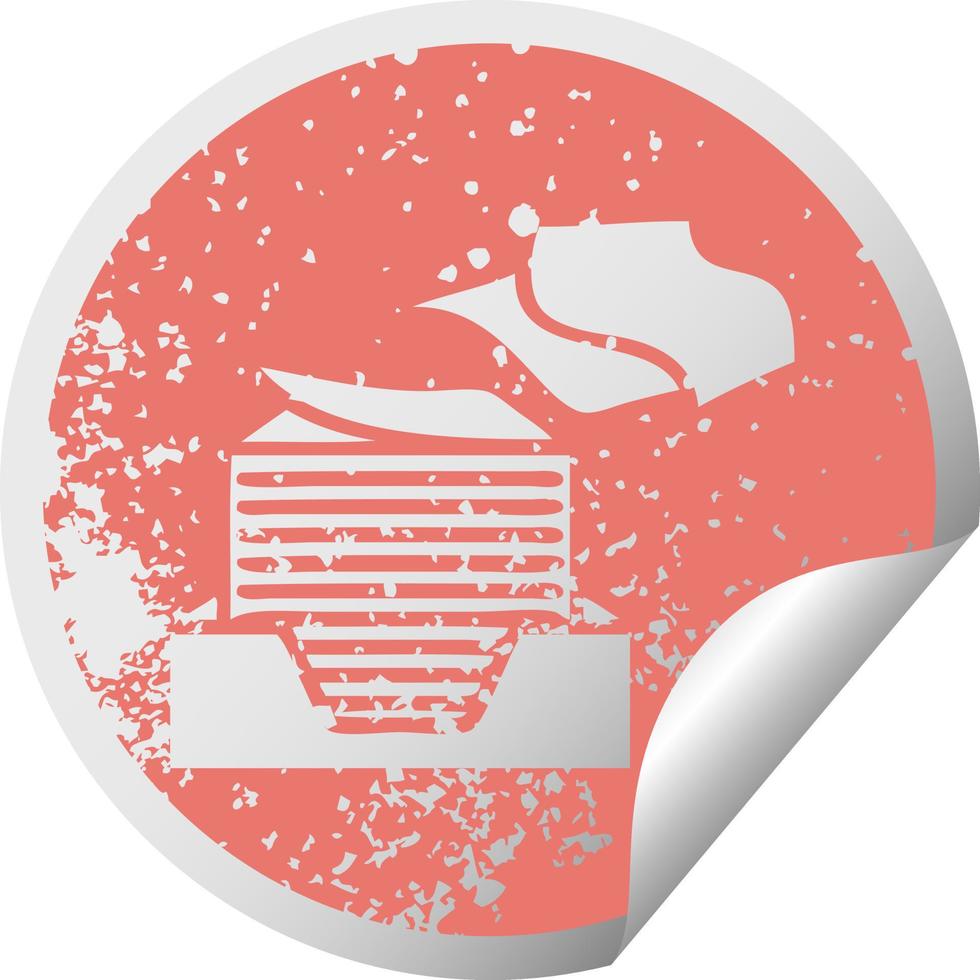 Distressed Circular Peeling Sticker Symbol Stapel von Büropapieren vektor