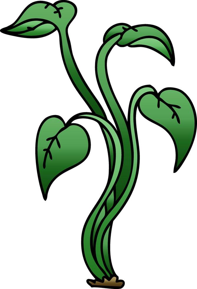skurrile Farbverlauf schattierte Cartoon-Pflanze vektor