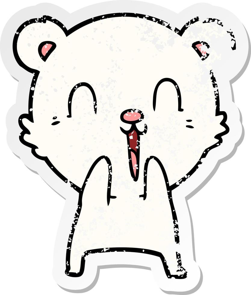 bedrövad klistermärke av en glad tecknad isbjörn vektor