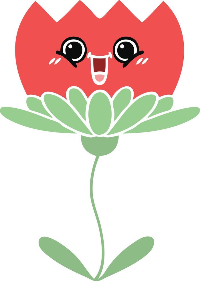 Flache Farbe Retro-Cartoon-Blume vektor