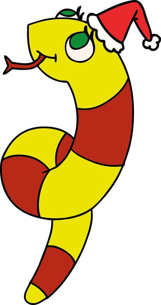 jul tecknad av kawaii orm vektor