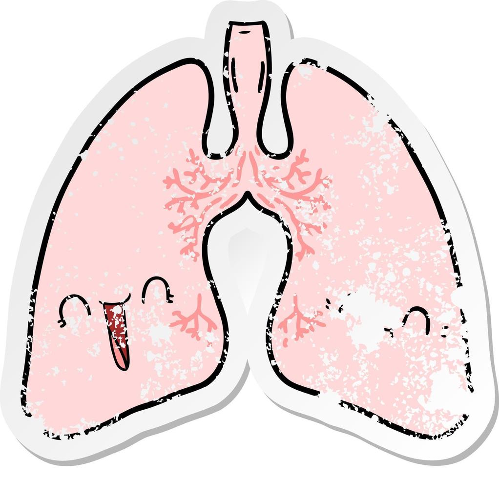 beunruhigter Aufkleber einer Cartoon-Lunge vektor