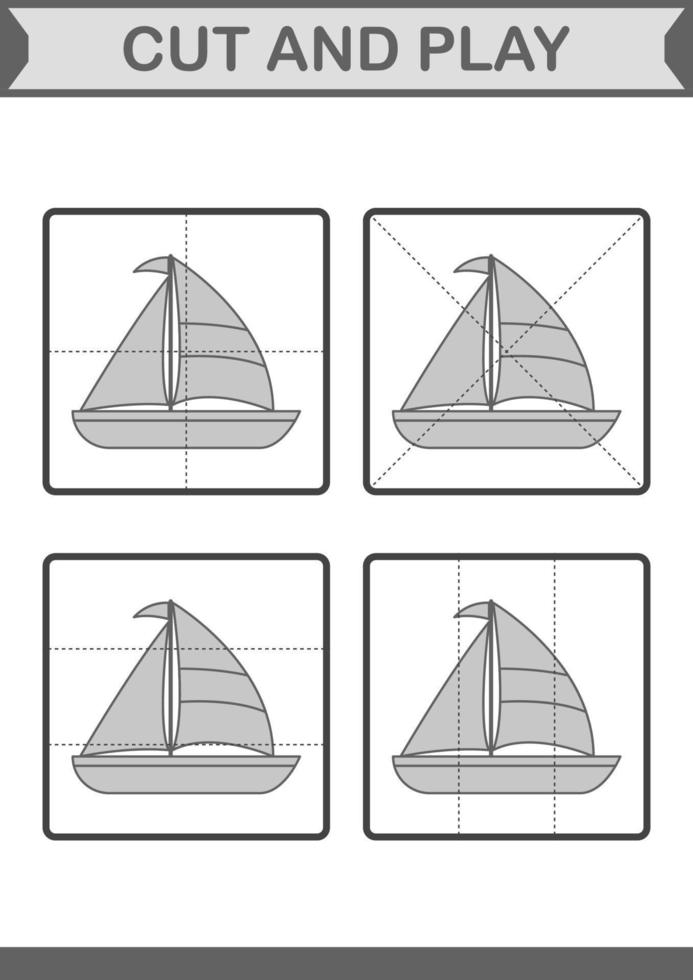 schneiden und spielen mit segelboot vektor