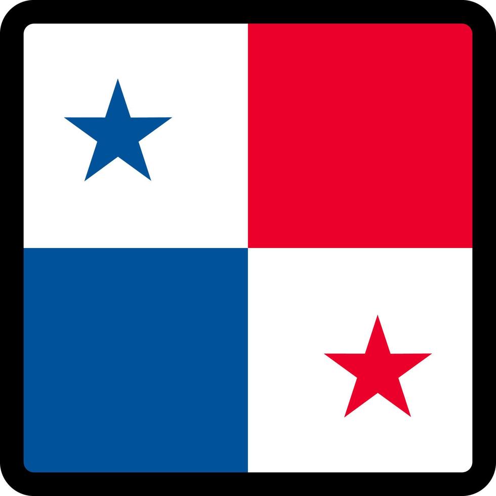 Panamas flagga i form av kvadrat med kontrasterande kontur, kommunikationstecken för sociala medier, patriotism, en knapp för att byta språk på webbplatsen, en ikon. vektor
