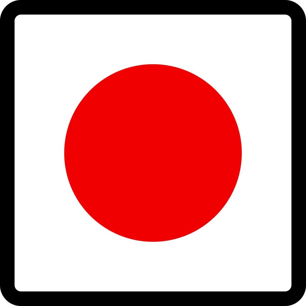 flagge von japanisch in form eines quadrats mit kontrastierender kontur, kommunikationszeichen für soziale medien, patriotismus, eine schaltfläche zum umschalten der sprache auf der website, ein symbol. vektor