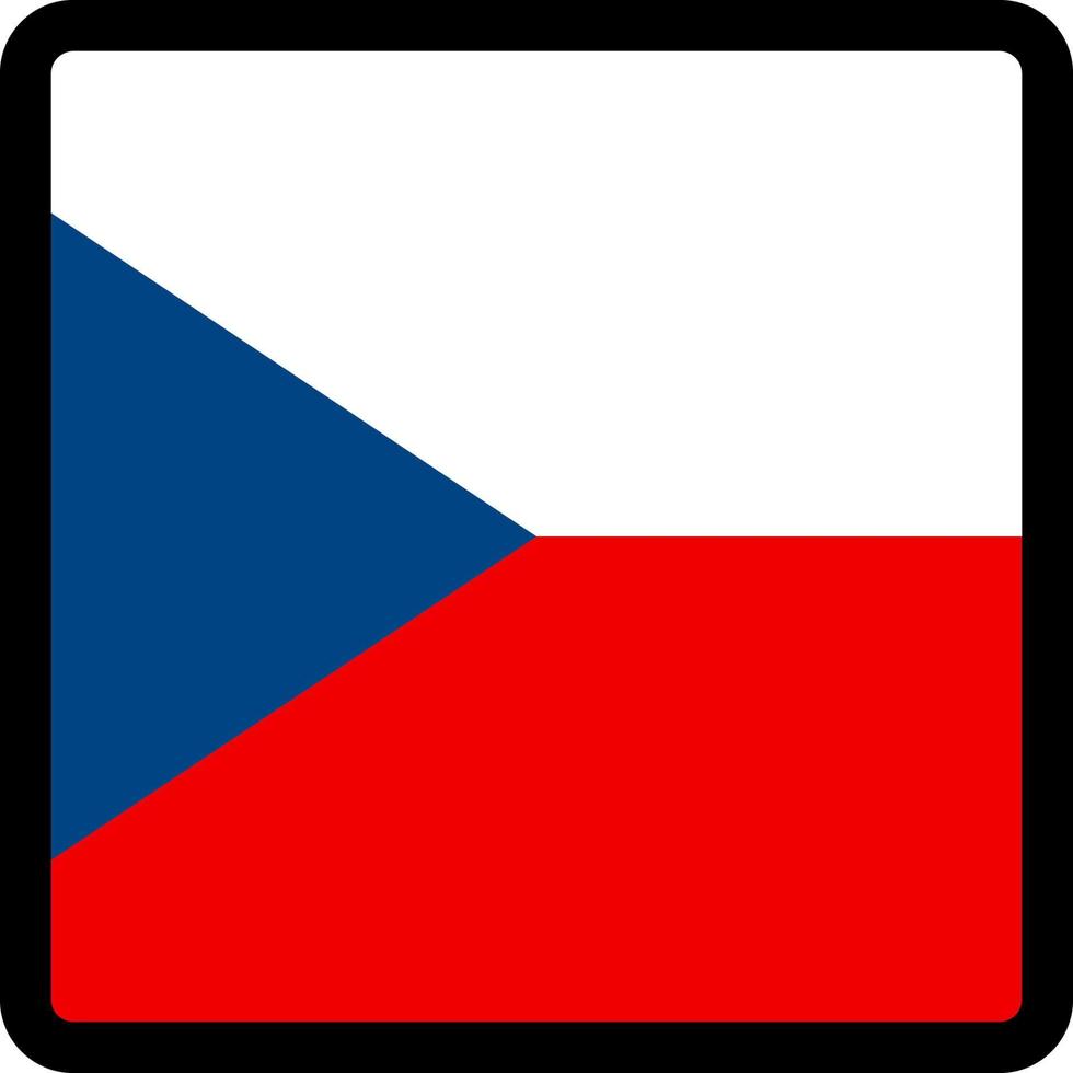 Flagge der Tschechischen Republik in Form eines Quadrats mit kontrastierender Kontur, Kommunikationszeichen für soziale Medien, Patriotismus, Schaltfläche zum Umschalten der Sprache auf der Website, Symbol. vektor