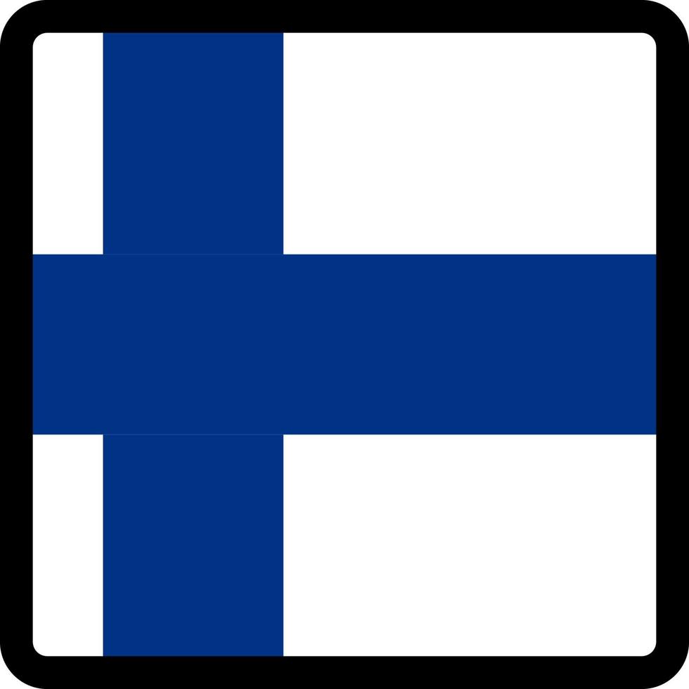 finska flaggan i form av fyrkant med kontrasterande kontur, kommunikationstecken för sociala medier, patriotism, en knapp för att byta språk på sajten, en ikon. vektor