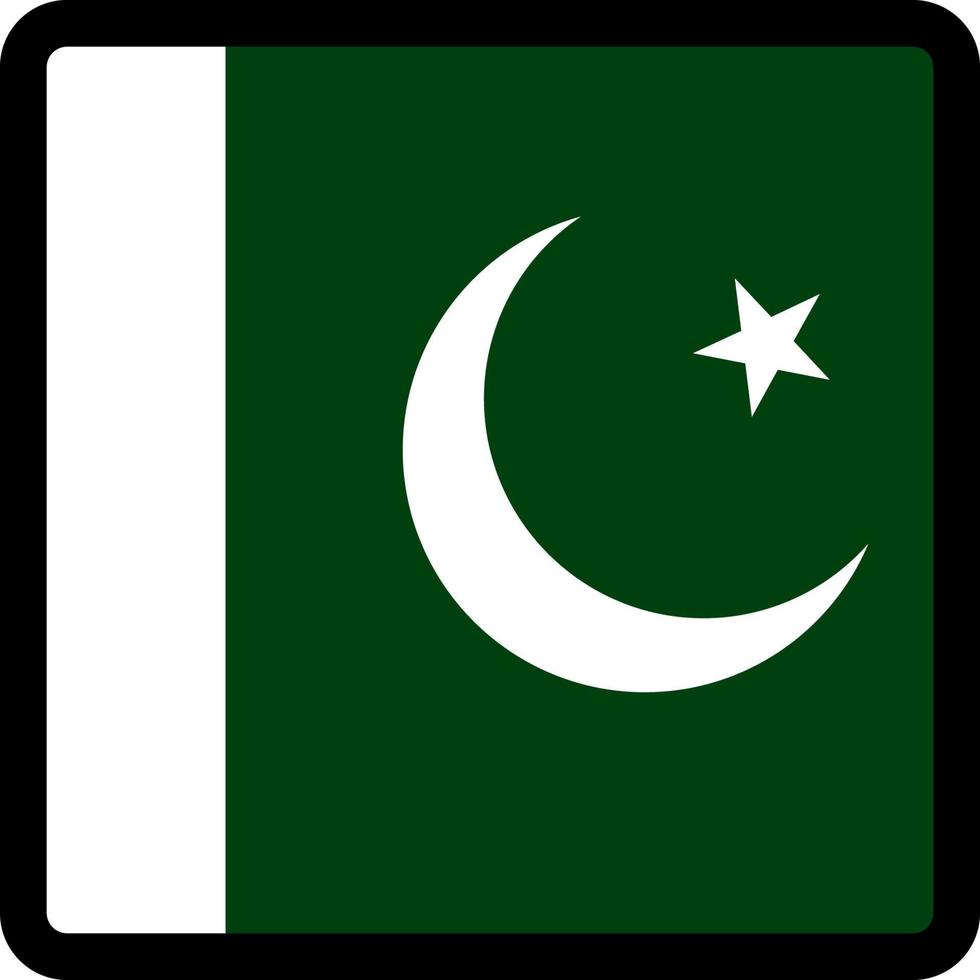 Pakistans flagga i form av fyrkant med kontrasterande kontur, kommunikationstecken för sociala medier, patriotism, en knapp för att byta språk på webbplatsen, en ikon. vektor