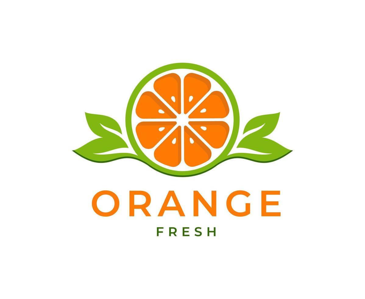 färsk orange logotyp vektor illustration, färsk apelsin skiva logotypdesigner
