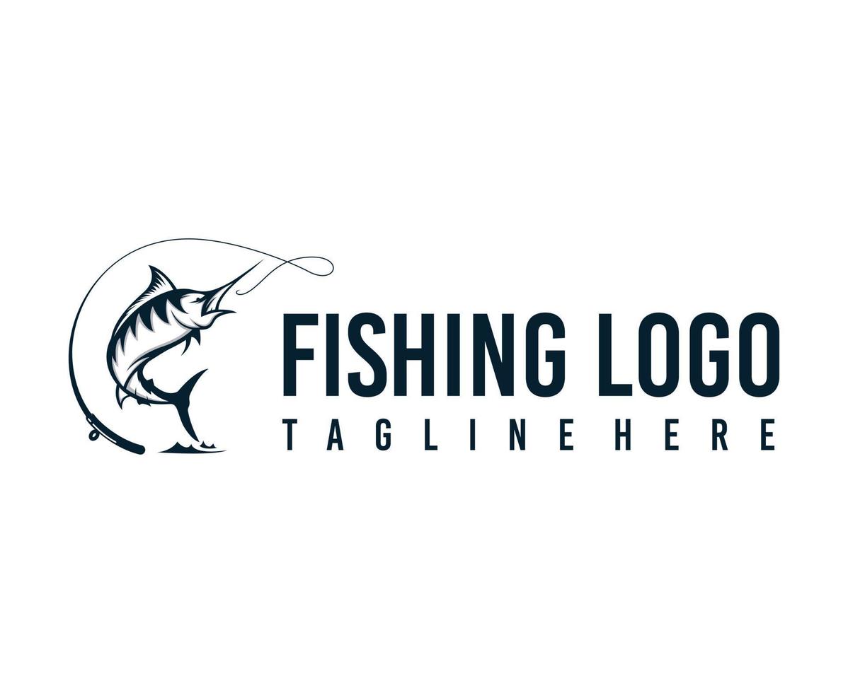Angeln Logo-Design-Vorlage Illustration. Sportfischer-Logo vektor
