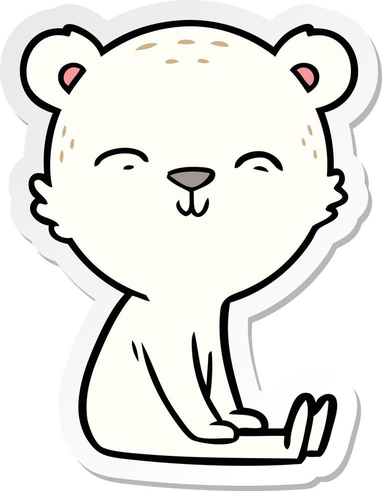 Aufkleber eines glücklichen Cartoon-Eisbären sitzend vektor