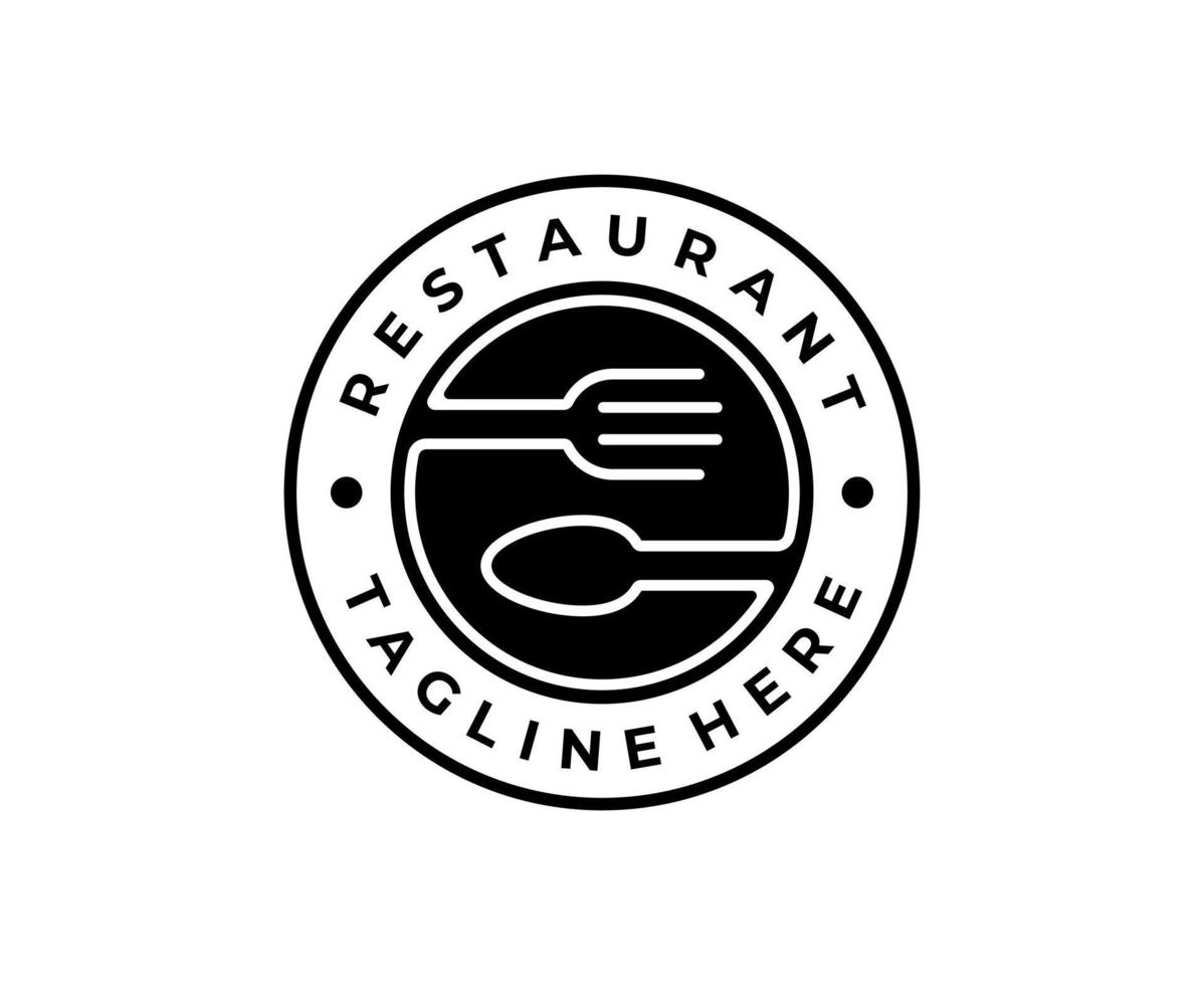 Restaurant mit Design-Vektorvorlage für das Logo-Emblem des Löffels und der Gabel vektor