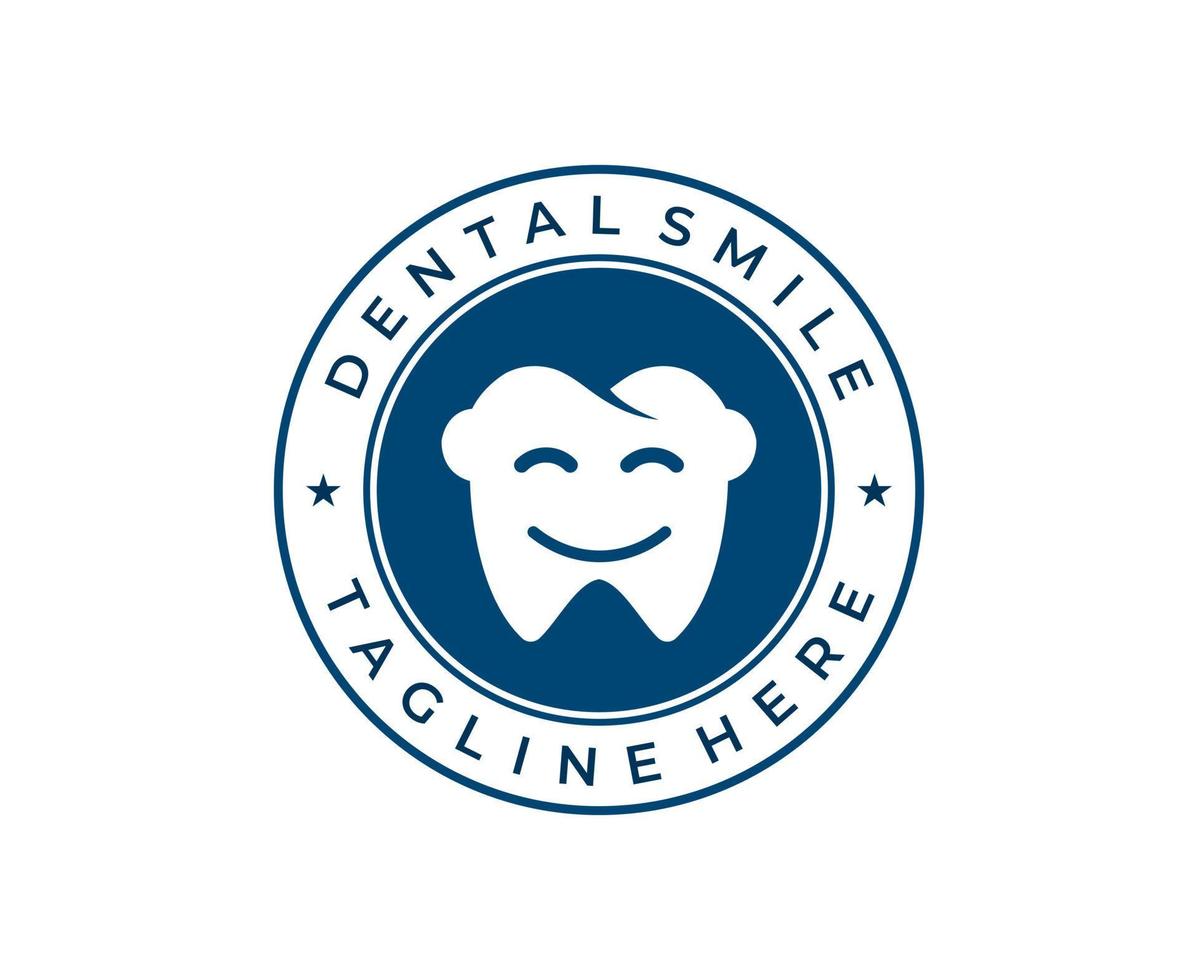 dental logotyp med söta ansikten för familjens tandklinik vektor