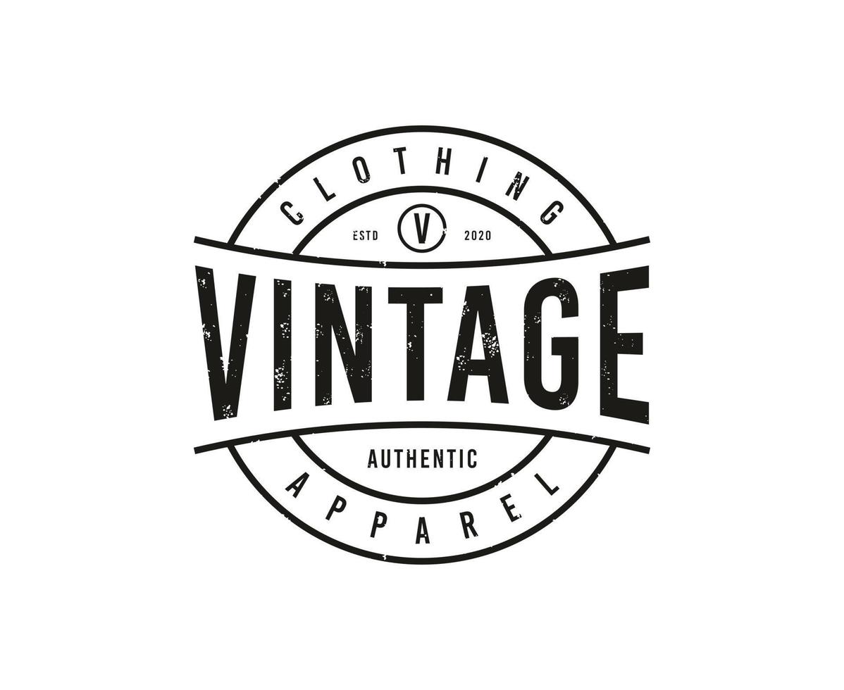 vintage label badge logo design für hemdstoffbekleidung vektor